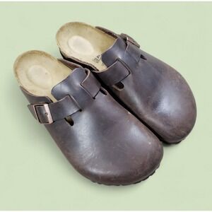 Birkenstock Boston Oiled Leather Soft Footbed Habana Brown Clogs M-8 W-10